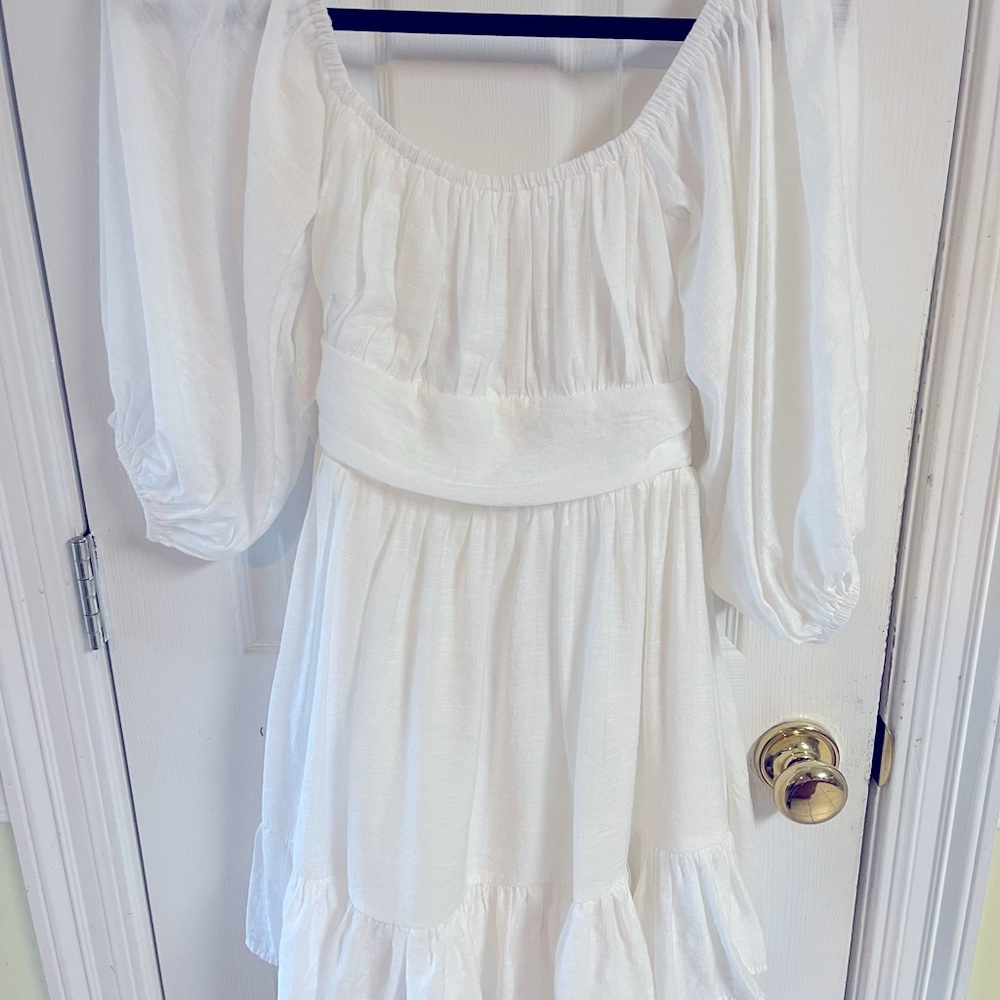 White Mid-quarter length Dress